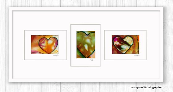 Heart Collection 26 - 3 Small Matted paintings by Kathy Morton Stanion