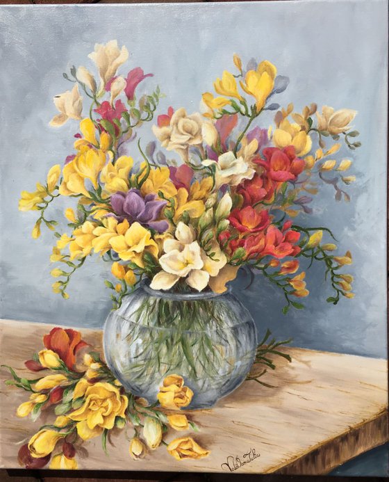 Freesias in bouquet