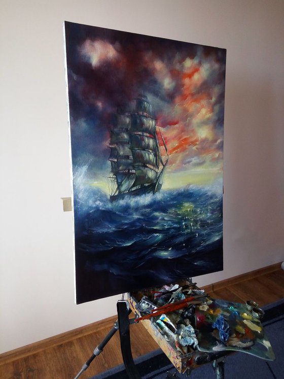 "Ship" Large painting by Artem Grunyka