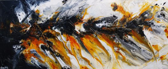 Salted Sienna 240cm x 100cm Sienna Black Textured Abstract Art