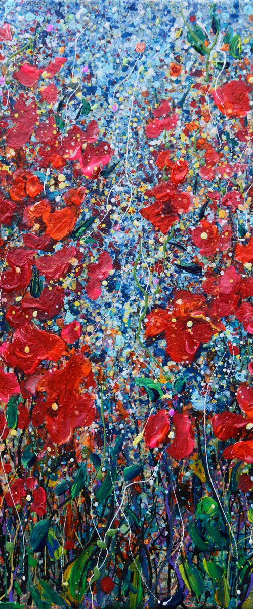 Joyful Red Wildflowers by OLena Art by Lena Owens at OLena Art