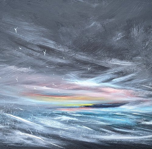 Light in the Darkness - seascape, emotional, panoramic by Mel Graham