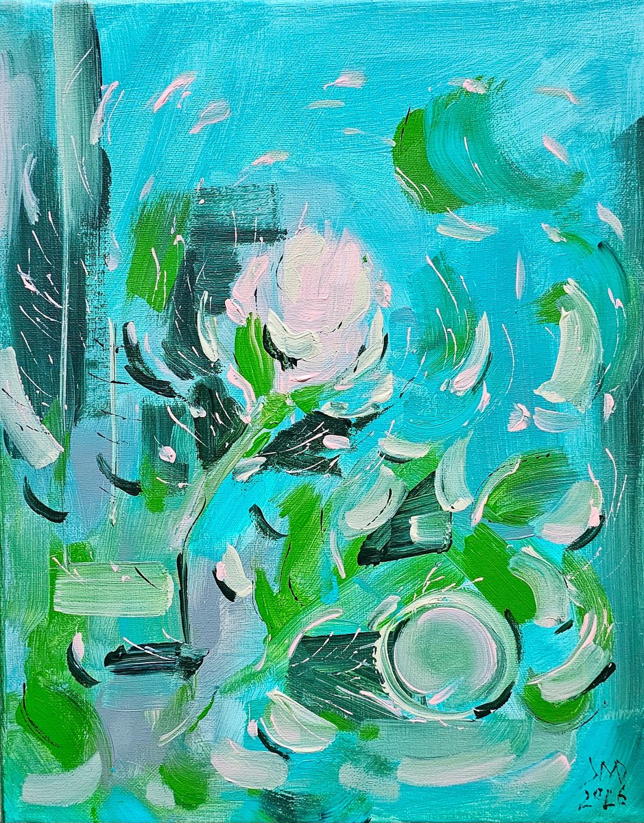Abstract Rose Of My Heart Is Loosing Its Time By Ksenia June, 9 X 12, Artwork For Sale On Artfinder