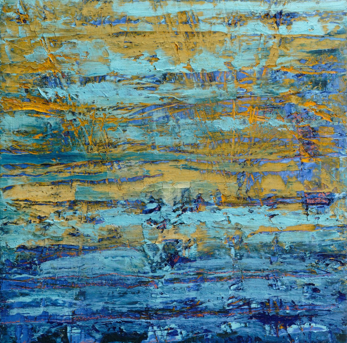 Abstract Oil Painting By Martin Sieverding, 12 X 12", Untitled, Original Artwork