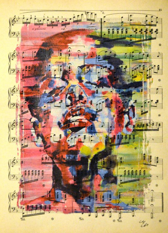 Neon Face- Vintage Music Sheet