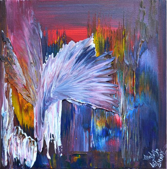 The guardian Angel FREE SHIPPING SPIRITUAL SQUARE PAINTING ABSTRACT READY TO HANG ISABELLE VOBMANN