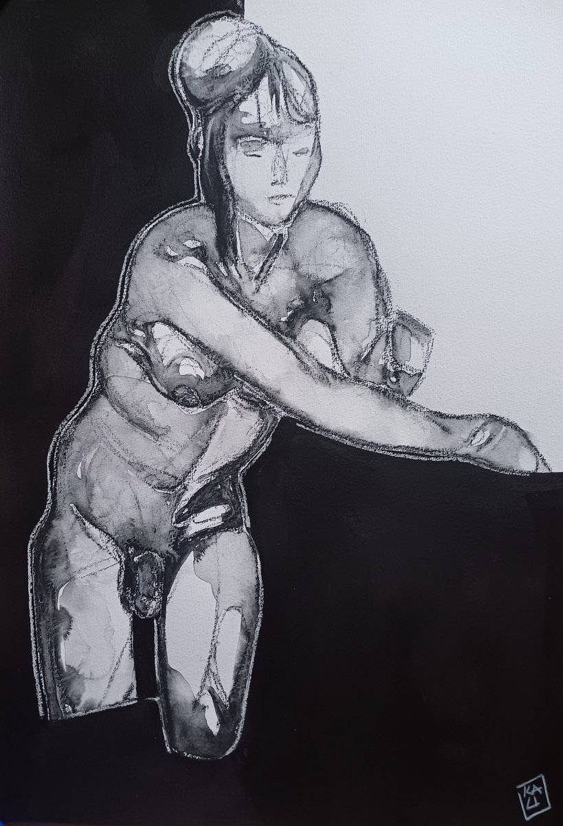 Expressive Portrait Charcoal Drawing By Karin Lichtenegger, 11 X 17", She´s Beautiful, Original Artwork