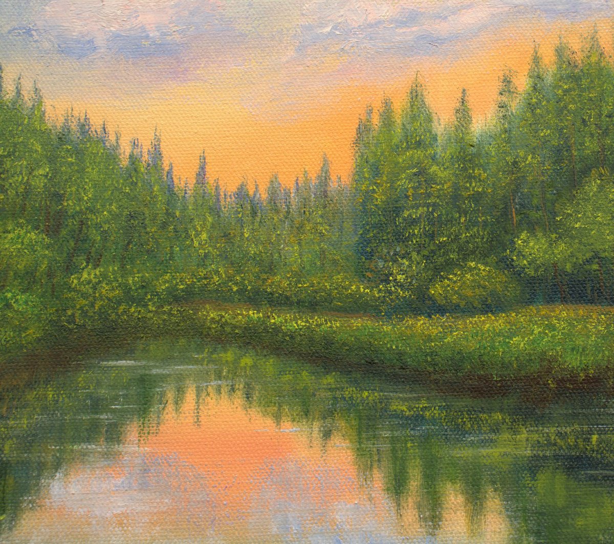 Landscape Lake Oil Painting - store (FNC)