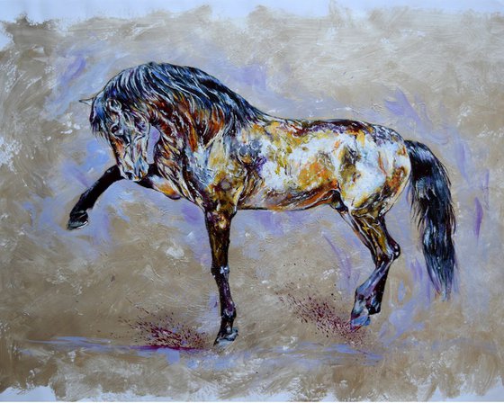 Silver / Framed Horse Equine Art  Modern Contemporary  Wall Art Home Decor by Anna Sidi