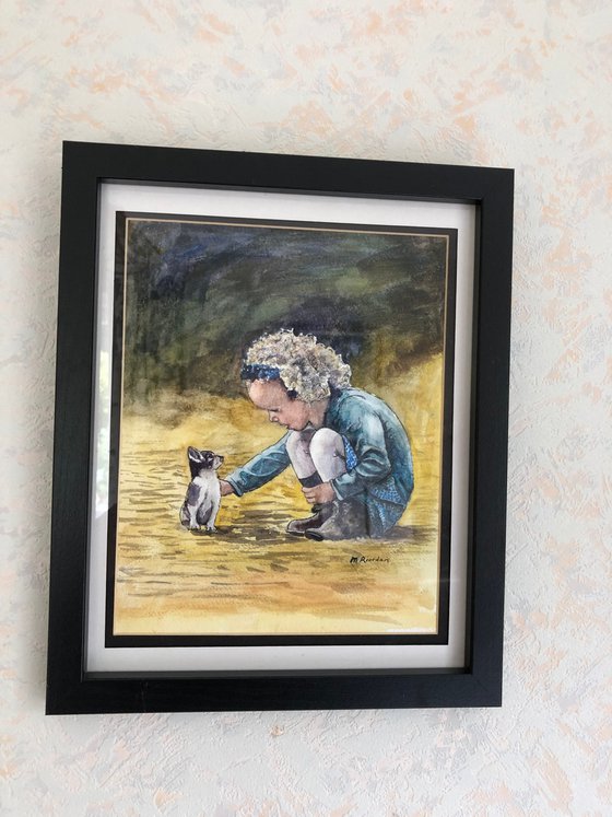 LITTLE GIRL WITH KITTEN