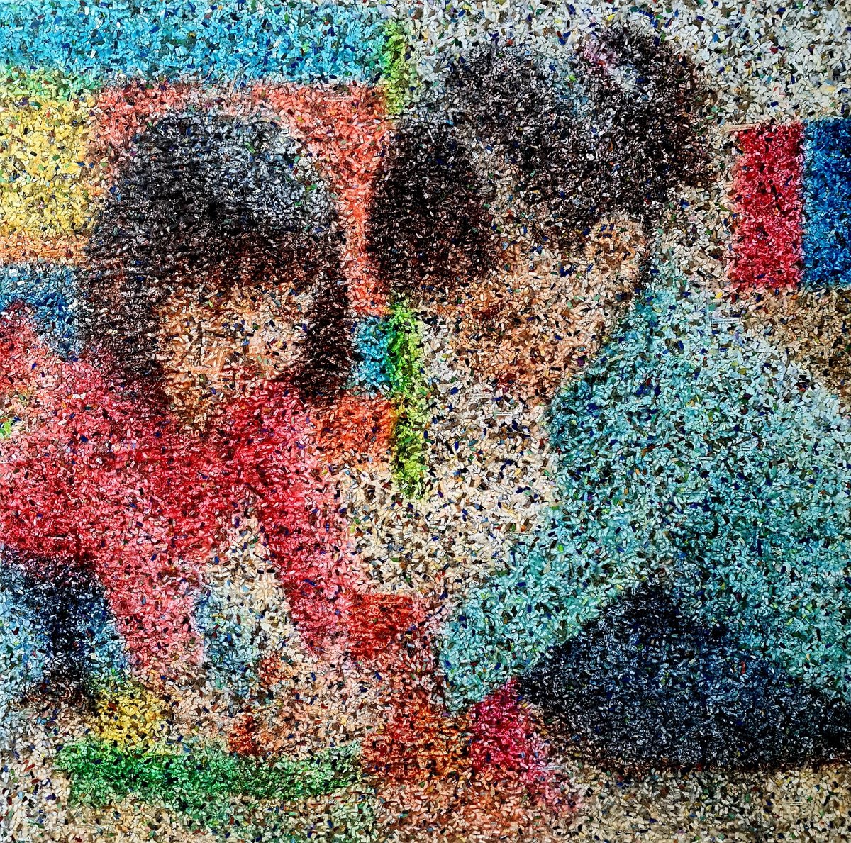 Impressionistic Portrait Collage By Alessio Mazzarulli, 33 X 33, Children Should Play - 02 (N.654) - No War Series, Artfinder