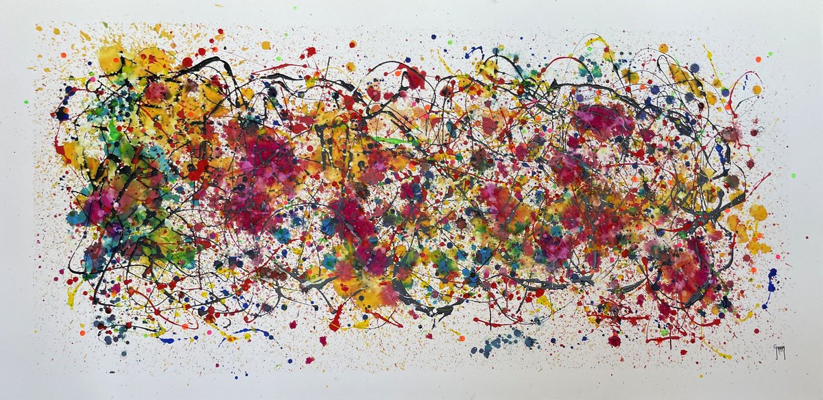 Abstract Acrylic Painting By Juan Jose Garay, 79 X 39", Indomitable Rhythm, Original Artwork