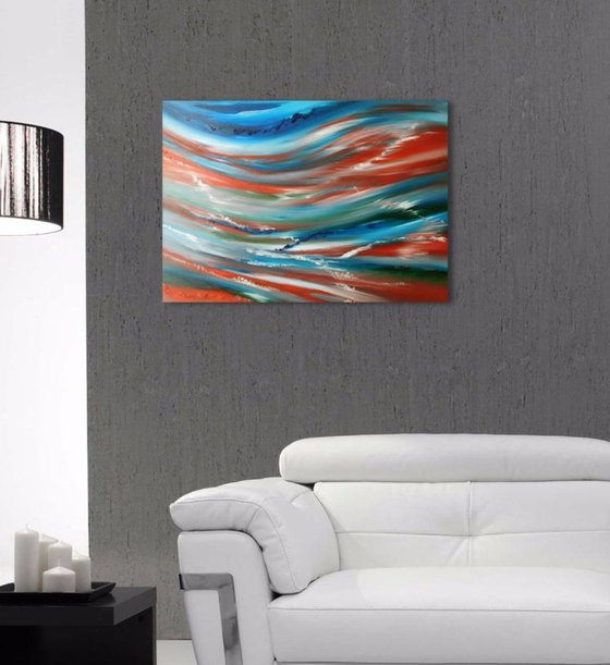Somewhere, whenever - 70x50 cm,  Original abstract painting, oil on canvas