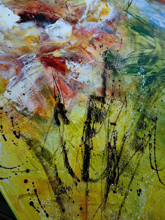"In my Garden" from "Colours of Summer" collection, abstract flower painting
