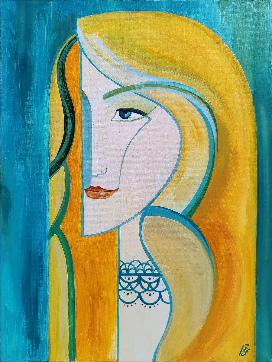 Blonde, Portrait of blonde woman, Stylish girl, gift for girl orwoman by Yulia Belasla