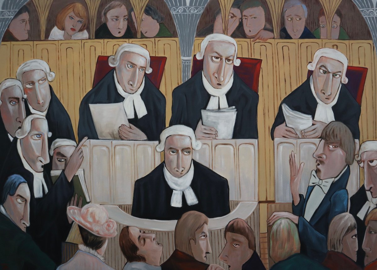 Surrealistic Portrait Oil Painting By Ta Byrne, 71 X 51", A Conspirator In The Dock, Original Artwork