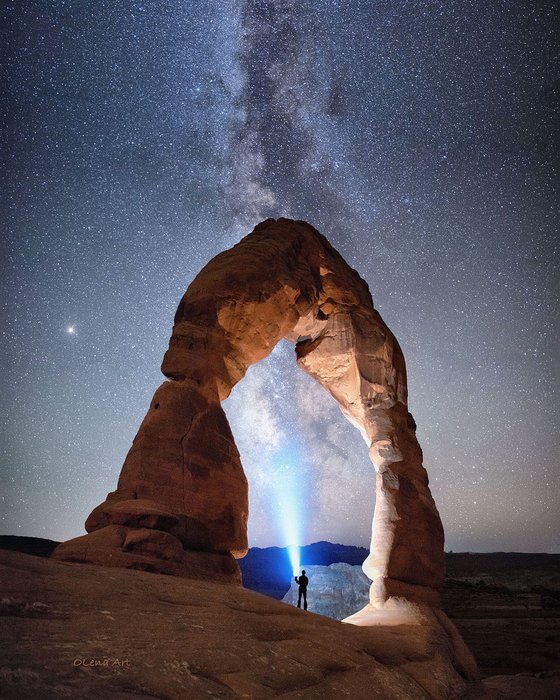 Milky Way Night Sky In Moab Arches National Park by OLena Art