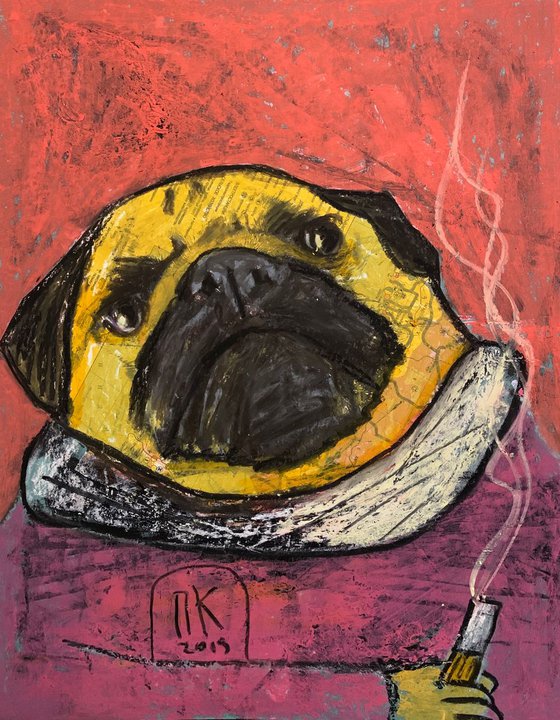 Smoking pug #3