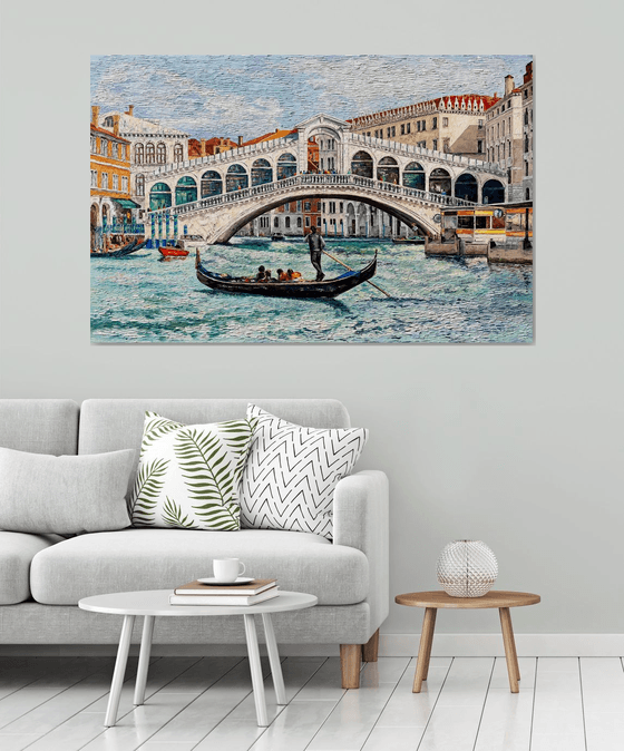 Venice, Rialto Bridge, Impasto, 140 x 90 cm
