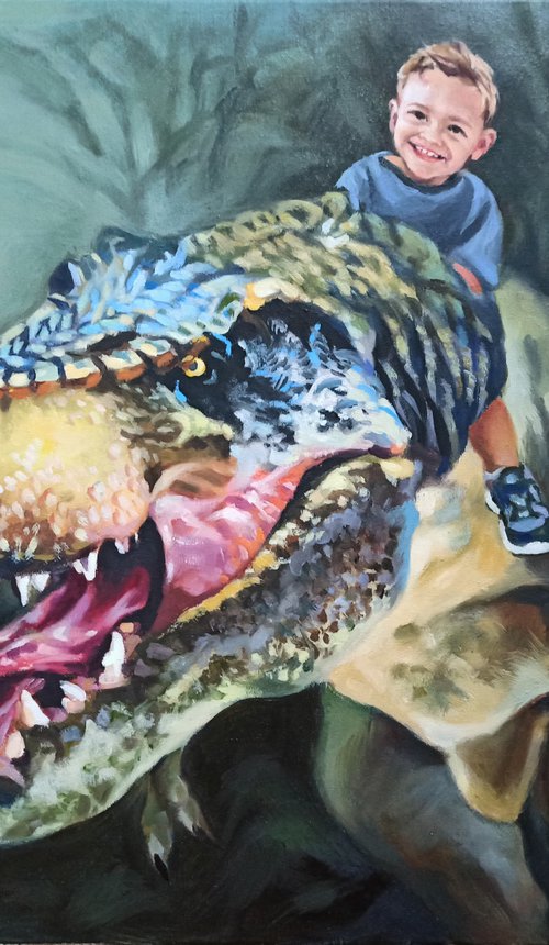 Portrait with tyrannosaurus by Magdalena Palega