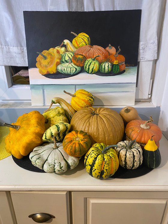 Still life with pumpkins