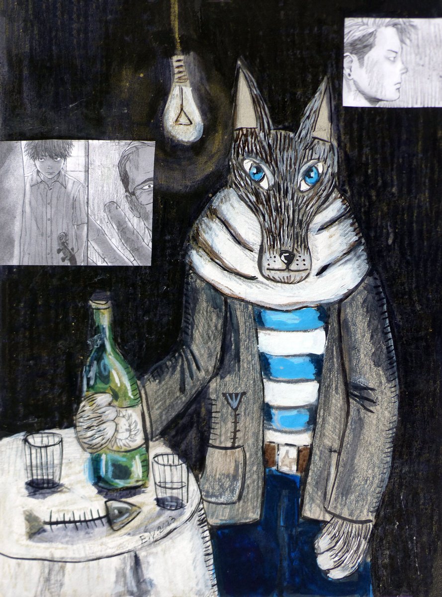 Naive Animal Painting By Elizabeth Vlasova, 9 X 12, Soul Of The Party, Original Artwork