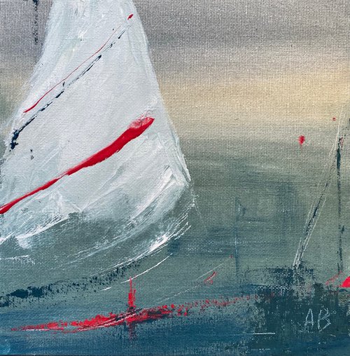 Sail - gouache abstract painting by Anna Boginskaia