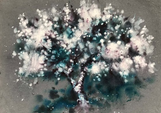 Thousands of cherry blossoms 4. One of a kind, original painting, handmade work, gift, watercolour art.