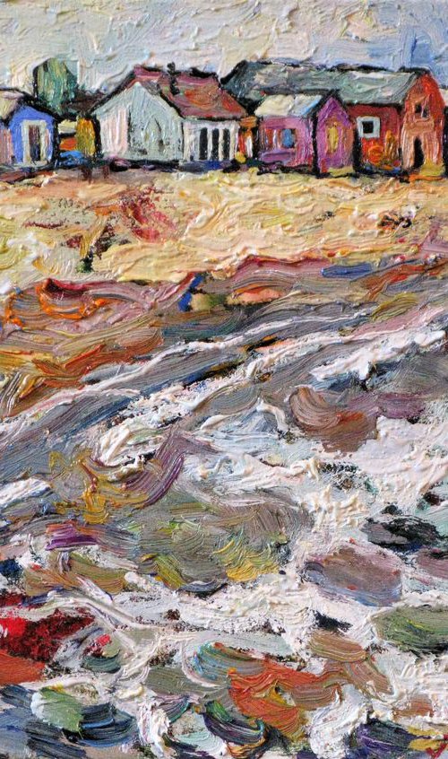Necklace of beach small houses. by Nikifor Swiristuhin