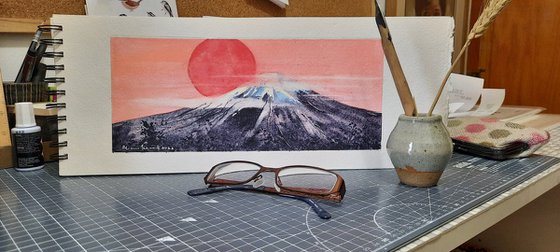 Fuji Fire - Original Watercolour Painting