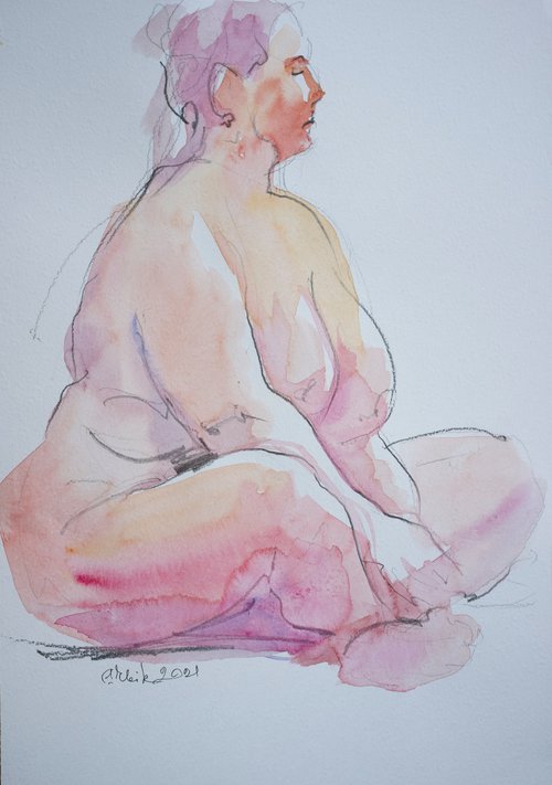 Nude fat lady seated #04. 20211201 by Irina Bibik-Chkolian
