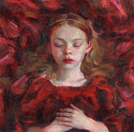 Scarlet Princess – Original Oil on Cardboard