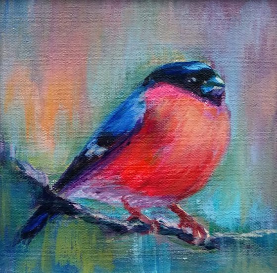 Bullfinch Painting of Birds Nature Art