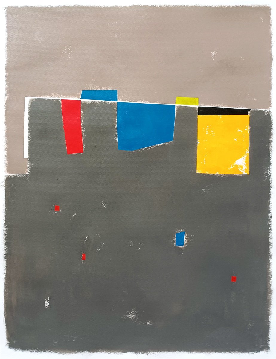 Abstract Acrylic Painting By Luis Medina, 20 X 26", Beige And Brown Composition, Original Artwork