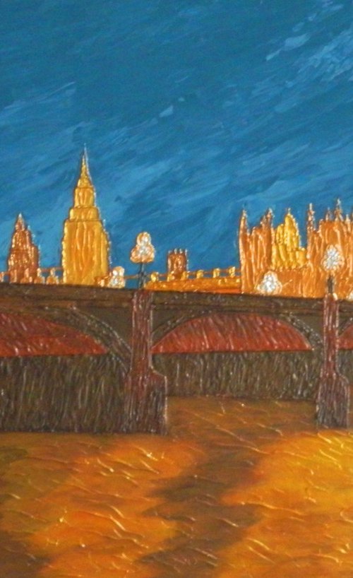 Big Ben at 10:30 PM - London cityscape painting by Liza Wheeler