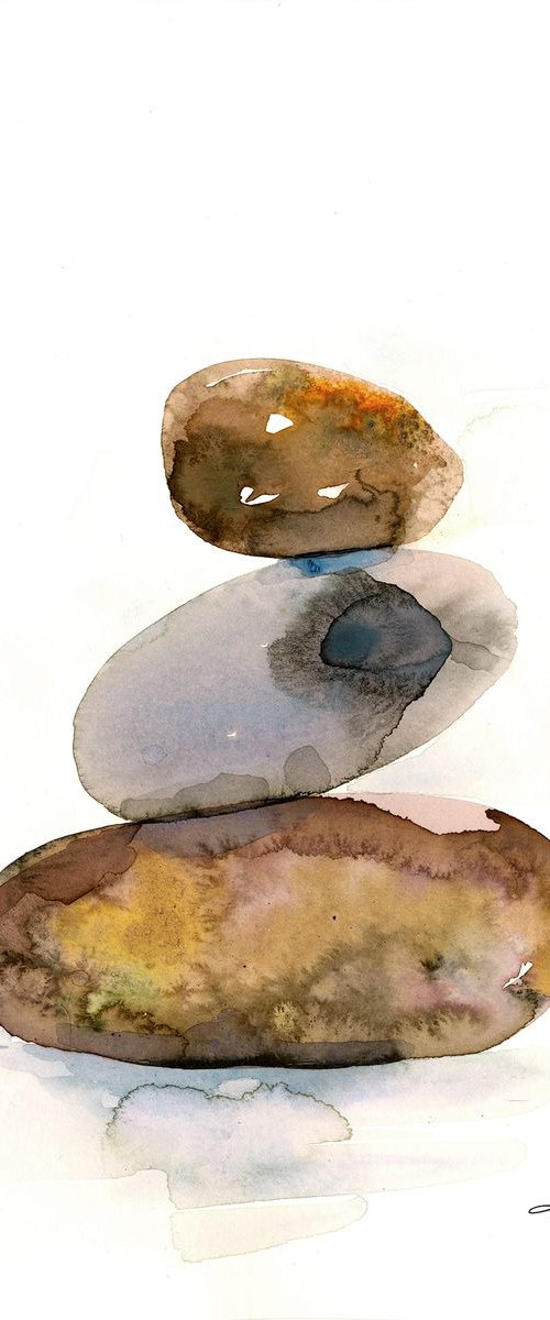 Meditation Stones 11 - Minimalist Water Media Painting by Kathy Morton Stanion by Kathy Morton Stanion