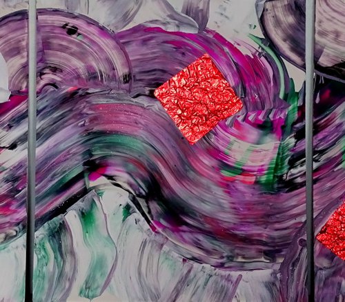 Pink scarlet (triptich abstract art) by Conrad Bloemers