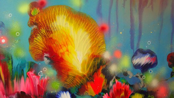 "Fairy Flowers" VERY LARGE Floral Painting