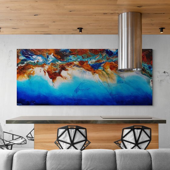 Coastal Atmosphere 240cm x 100cm Textured Abstract Art