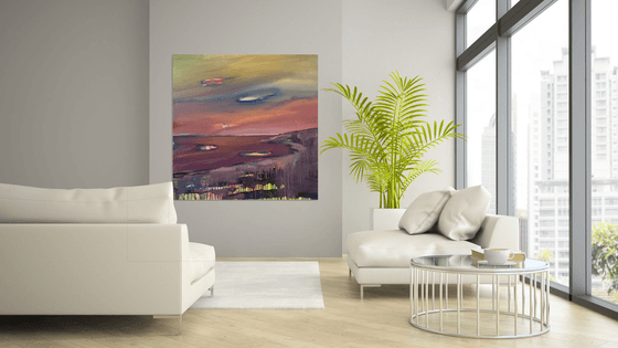 Xl Big painting - "Summer ocean" - Landscape - Seascape - Minimalism - Sea - Ocean - Sunset