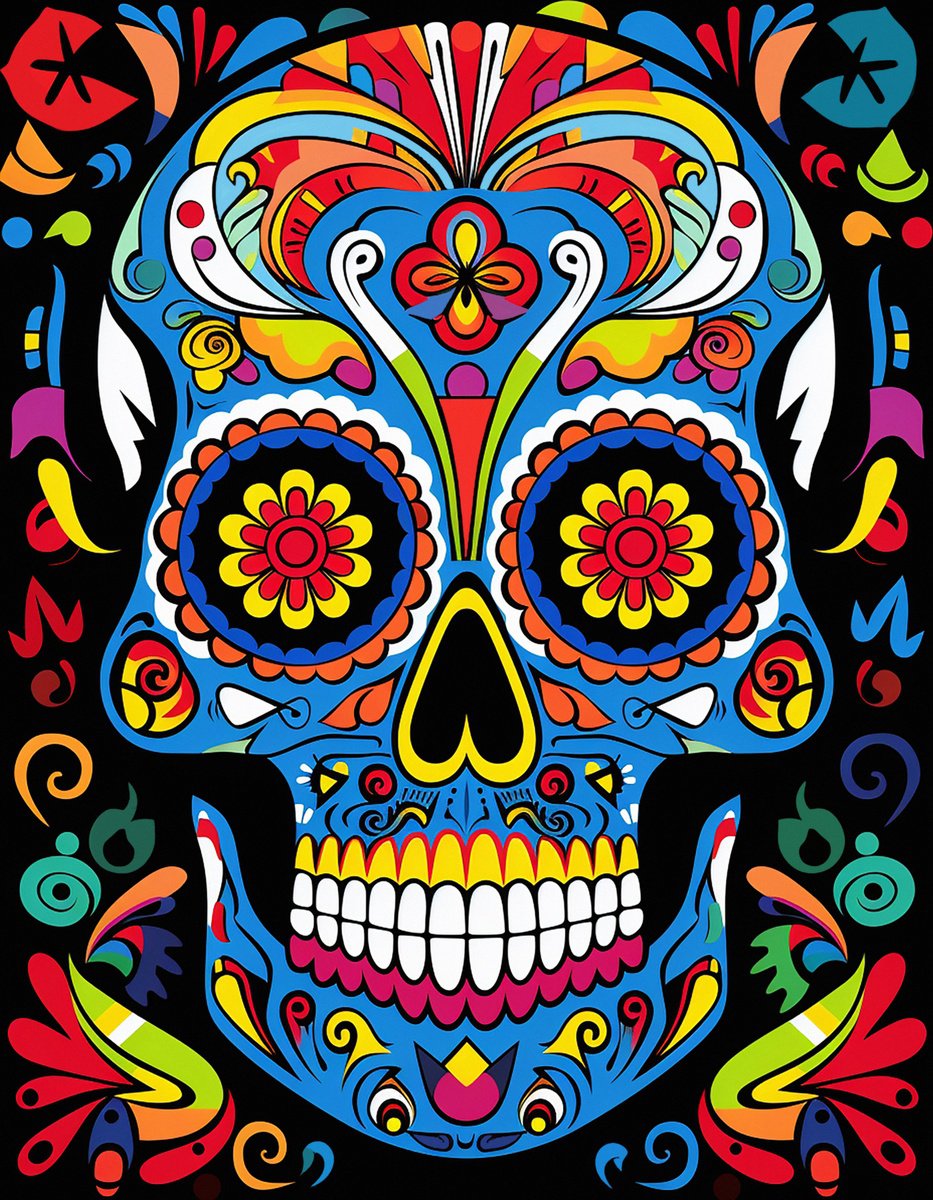 Urban And Pop Acrylic Painting , Calavera Ii By Kosta Morr, 55 X 71, Artwork For Sale On Artfinder
