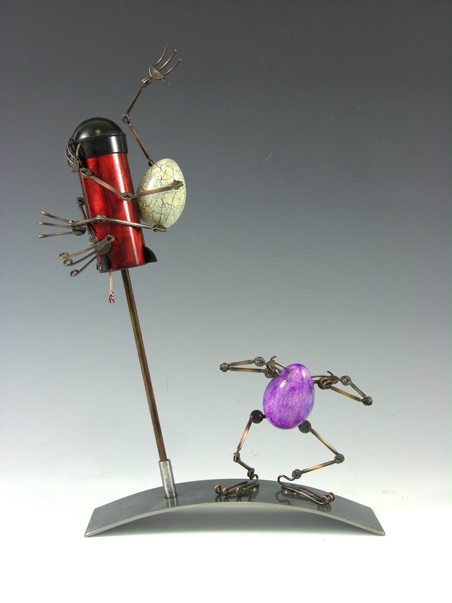 Expressive Portrait Sculpture By Tomoaki Orikasa, 10 X 16", To The Moon 3Dr Try, Original Artwork