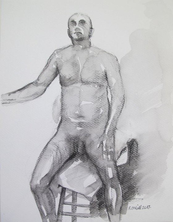 seated male nude