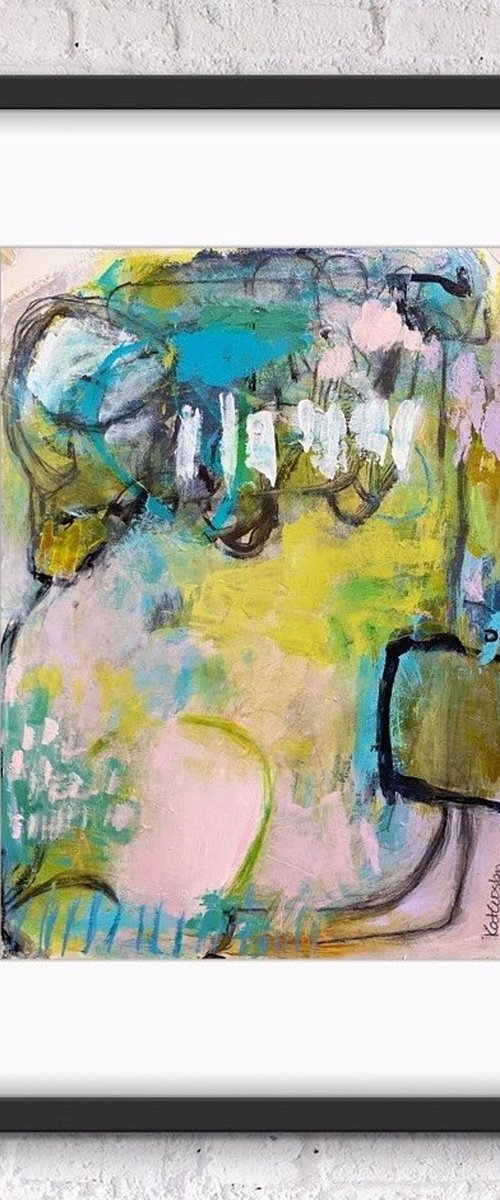 Blah Blah Blah - Colorful Bold Abstract Expressionism by Kat Crosby