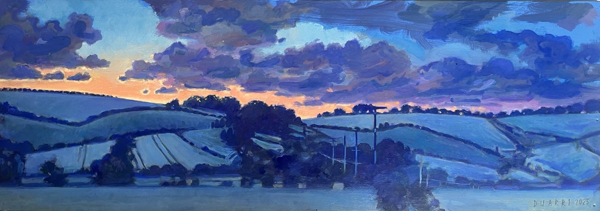 Impressionistic Landscape Oil Painting By Benjamin Duarri, 48 X 17, Bluestone Heath Road, Original Artwork