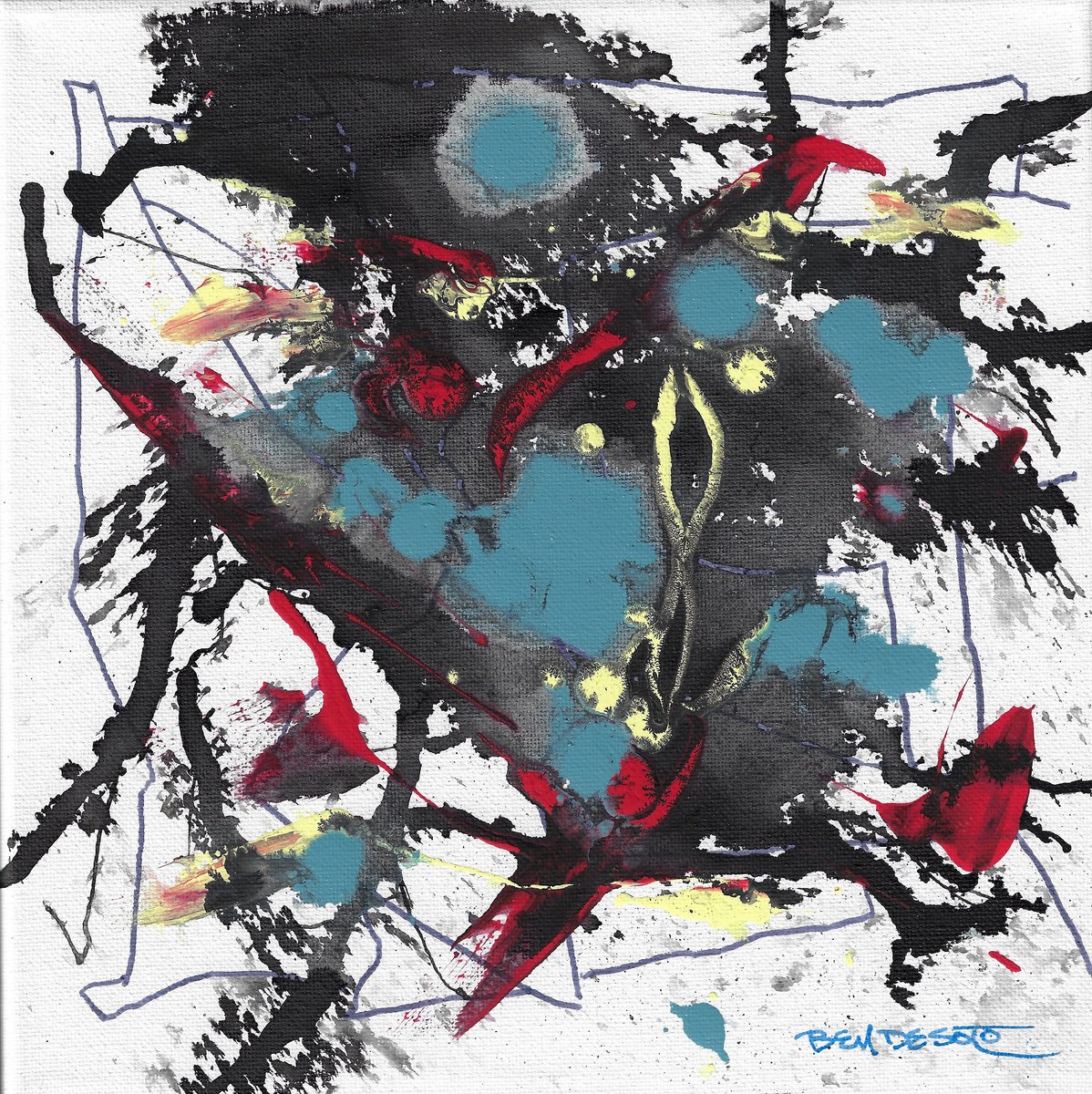 Abstract Acrylic Painting By Ben De Soto, 10 X 10, Abstract X6, Original Artwork