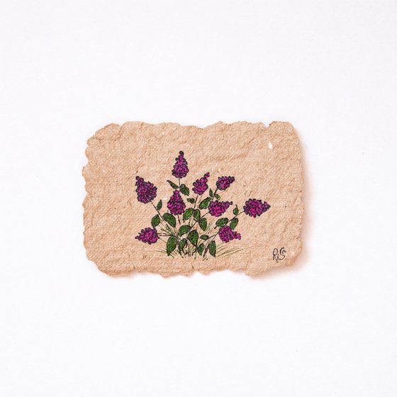 Magenta hydrangea on handmade craft paper
