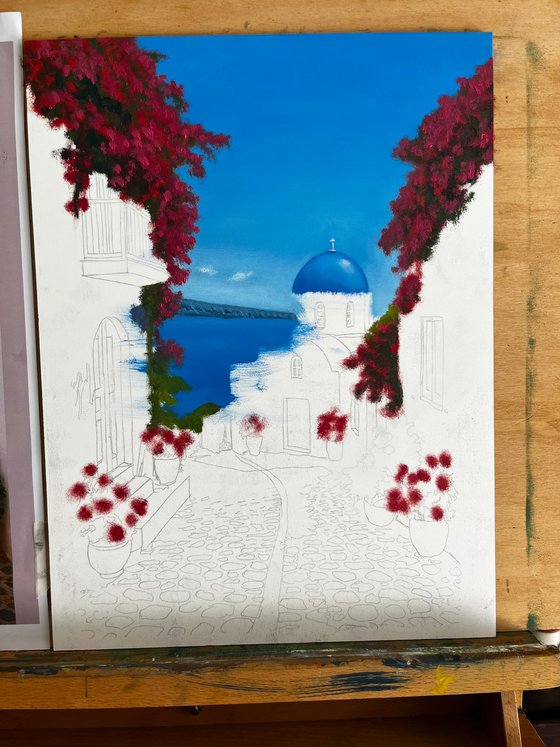 Santorini Light: Domes and Cerulean Blues