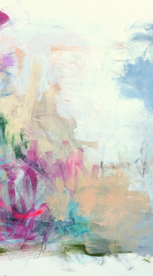 Serene But Wild 24x18" Loose, Intuitive Abstract Expressionist Painting on Paper by Kerri McCabe