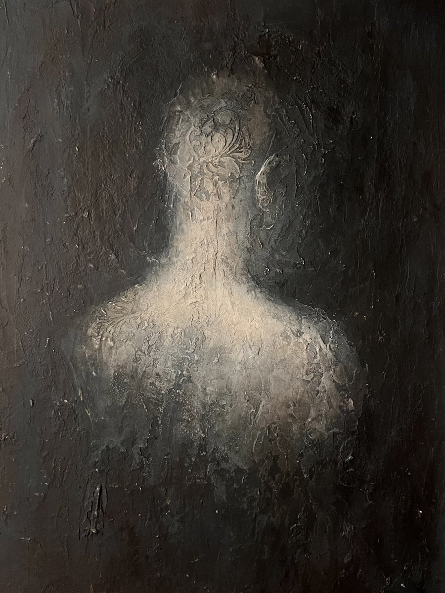 Abstract Portrait Acrylic Painting By Liubou Sas, 39 X 29", Gabriel 2, Original Artwork